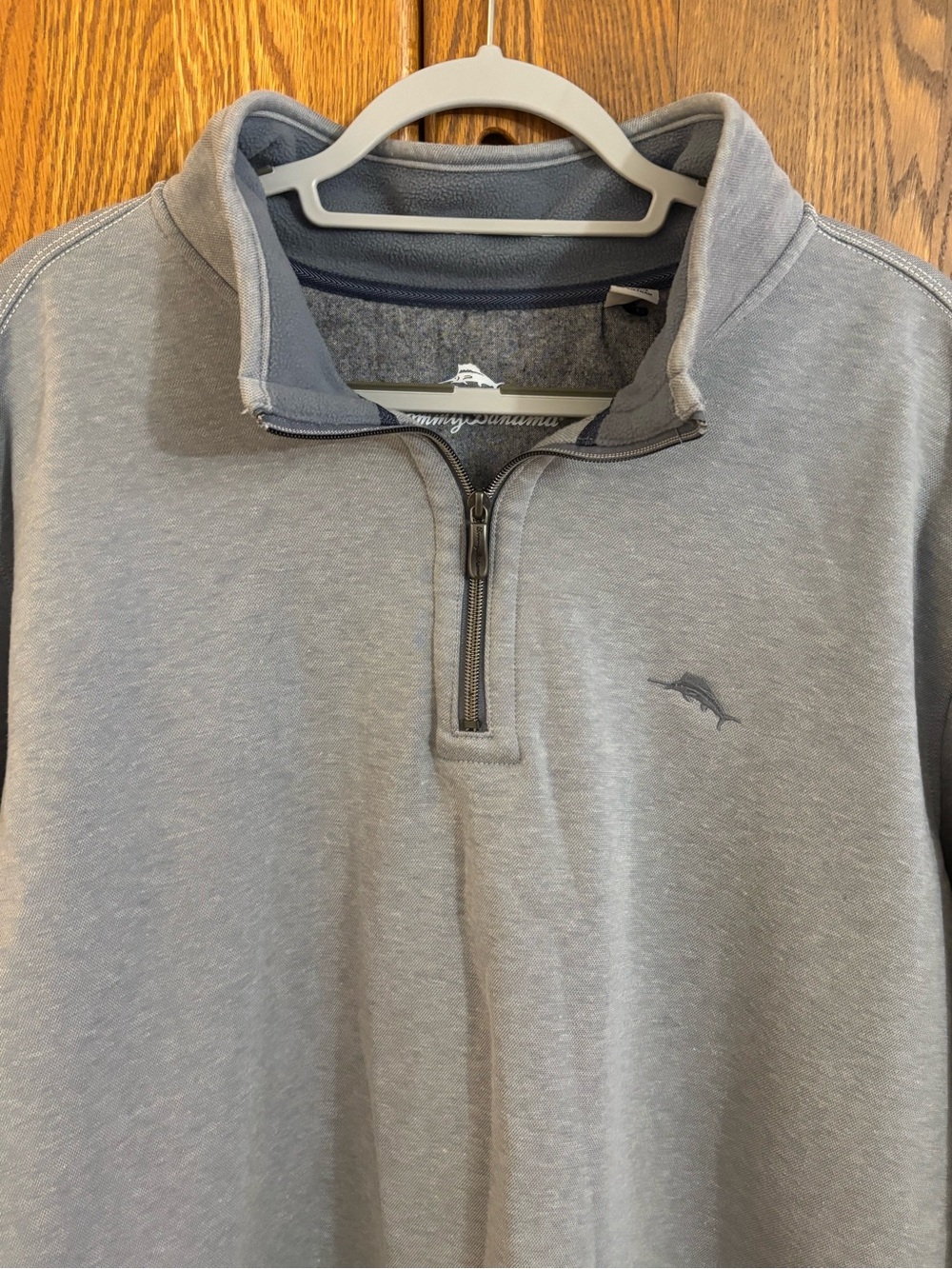 Tommy Bahama Light Blue Quarter-Zip Pullover with Marlin Logo